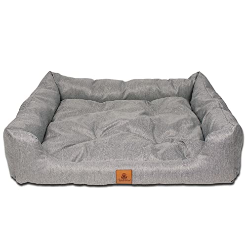 PaLulli Animal Hundebett Hundestall Abnehmbares Kissen Wasserdicht Maschinenwaschbar Weiches Polyester Haustierfreundlich Sehr langlebig 115x85x18cm Grau von PaLulli