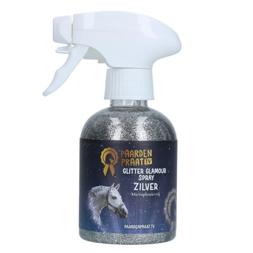 Paardenpraat TV Glitter Glamour Spray - Silber Spray - 250 ml - Glitter - Felldekoration für Pferde - Für Fell, Mähne und Schweif Paardenpraat TV Glitter Glamour Spray - Silber Spray - 250 ml - Glitter - Felldekoration für Pferde - Für Fell, Mähne und Schweif von Paardenpraat TV