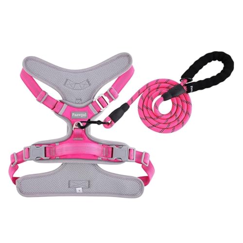 Paawpal Verstellbares Hundegeschirr, kein Ziehen, reflektierend, weich gepolstert für kleine, mittelgroße und große Hunde, inklusive Leine, Rosa, L Paawpal Verstellbares Hundegeschirr, kein Ziehen, reflektierend, weich gepolstert für kleine, mittelgroße und große Hunde, inklusive Leine, Rosa, L von Paawpal