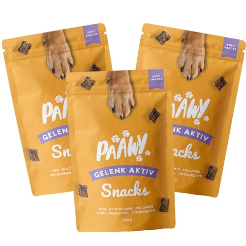 Paawy Gelenktabletten Hund I 3x180 Gelenk Aktiv Snacks als leckere Alternative zu klassischen Tabletten mit Grünlippmuschel, MSM, Glucosamin & Chondroitin I Unterstützt die Gelenke & Knochen von Paawy