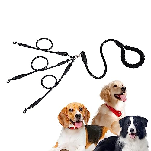 3-Wege-Hundeleine, ohne Knoten, Zugseil für Hunde, stabile Sicherheitsleinen für Hunde, mit 360 ° drehbarem Gerät und gepolstertem Griff, verhedderungsfrei, von Pacienjo