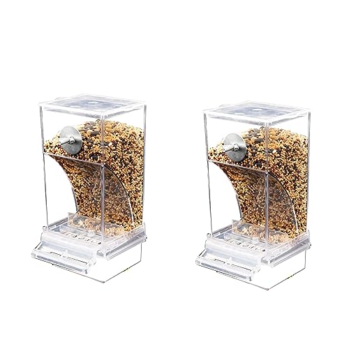 Pacienjo Automatischer Vogelfutterspender, Futterspender Vögel Hängend, Transparent Vogelfutterhaus Sittiche Käfig Futterautomat für Wellensittiche, Nymphensittiche, Finken (2) von Pacienjo