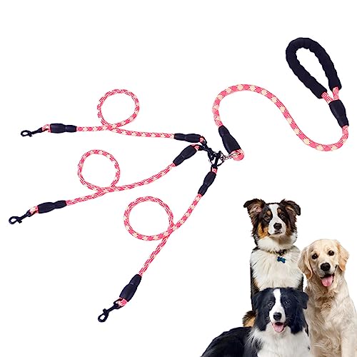 DREI-Wege-Hundeleine | Zugseil für Haustiere | No Tangles Zugseil für DREI Tiere mit gepolstertem Griff, 360° drehbar für von Pacienjo