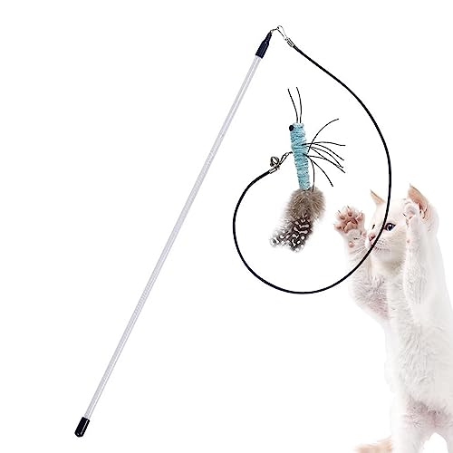 Pacienjo Katzenspielzeug für Katzen im Innenbereich – Cat Toys Wand Jagd Toy Teaser Ersatz mit Glockenminen – lustiges Kätzchen Spielzeug Angelrute für Katzen von Pacienjo