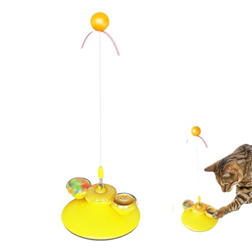 Pacienjo Katzenspielzeug mit Saugnapf | Interaktives Katzenspielzeug mit Saugnapf | multifunktionale Spielzeugkugeln für Katzen, mit Windmühle, Katzenpfeilen, Teaserstock, Katzenspender von Pacienjo