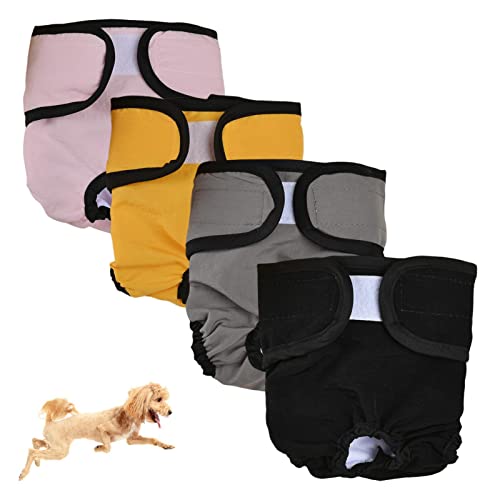 Wiederverwendbare Windeln für weibliche Hunde, 4 Stück mit wiederverwendbaren Windeln für Haustiere, verstellbares Design – vierlagiges Design für kleine Hunde von Pacienjo