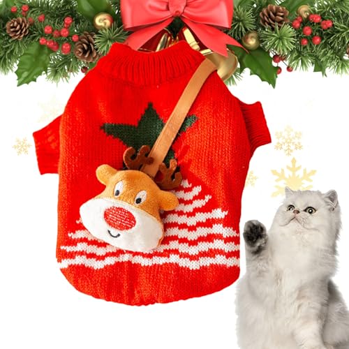 Strickpullover für Hunde – Katzenjacke im Weihnachtsstil mit Tasche – Winterkleidung für Hunde, Kleidung für süße Katzen, bequeme Kleidung für Kätzchen für den Winter, Welpen, Pacienjo von Pacienjo