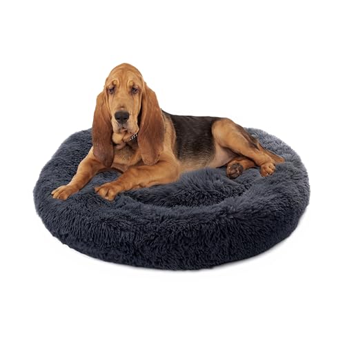 Paco Home Hundebett Katzenbett Flauschig Hundekissen Hundesofa Donut Hundedecke Hund Katze Hundekörbchen Katzenkorb, Farbe:Anthrazit, Größe:Ø100 cm von Paco Home