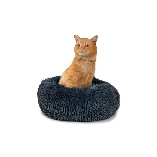 Paco Home Hundebett Katzenbett Flauschig Hundekissen Hundesofa Donut Hundedecke Hund Katze Hundekörbchen Katzenkorb, Farbe:Anthrazit, Größe:Ø40 cm von Paco Home