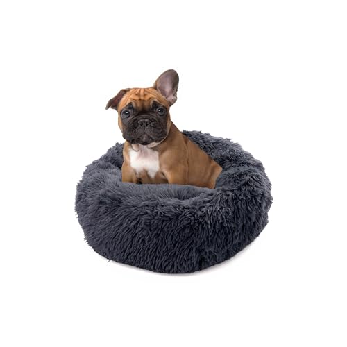 Paco Home Hundebett Katzenbett Flauschig Hundekissen Hundesofa Donut Hundedecke Hund Katze Hundekörbchen Katzenkorb, Farbe:Anthrazit, Größe:Ø60 cm von Paco Home