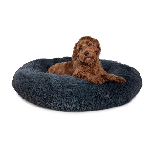 Paco Home Hundebett Katzenbett Flauschig Hundekissen Hundesofa Donut Hundedecke Hund Katze Hundekörbchen Katzenkorb, Farbe:Anthrazit, Größe:Ø80 cm von Paco Home