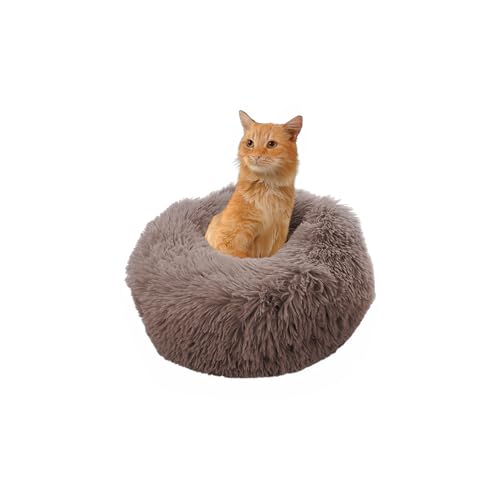 Paco Home Hundebett Katzenbett Flauschig Hundekissen Hundesofa Donut Hundedecke Hund Katze Hundekörbchen Katzenkorb, Farbe:Beige, Größe:Ø40 cm von Paco Home