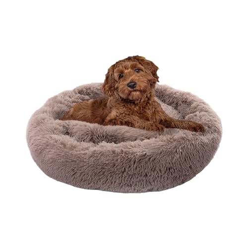 Paco Home Hundebett Katzenbett Flauschig Hundekissen Hundesofa Donut Hundedecke Hund Katze Hundekörbchen Katzenkorb, Farbe:Beige, Größe:Ø80 cm von Paco Home