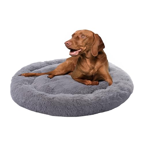 Paco Home Hundebett Katzenbett Flauschig Hundekissen Hundesofa Donut Hundedecke Hund Katze Hundekörbchen Katzenkorb, Farbe:Grau, Größe:Ø120 cm von Paco Home