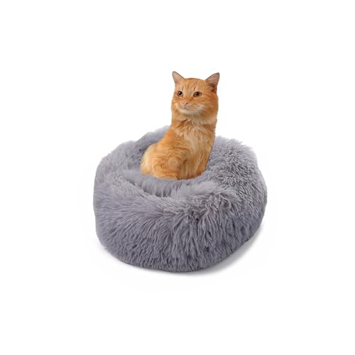 Paco Home Hundebett Katzenbett Flauschig Hundekissen Hundesofa Donut Hundedecke Hund Katze Hundekörbchen Katzenkorb, Farbe:Grau, Größe:Ø40 cm von Paco Home