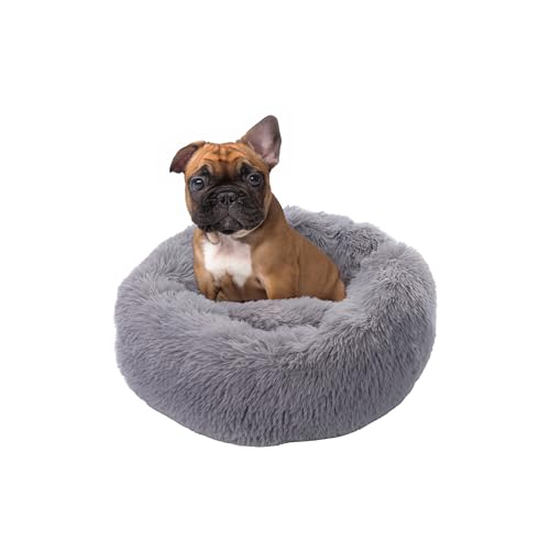 Paco Home Hundebett Katzenbett Flauschig Hundekissen Hundesofa Donut Hundedecke Hund Katze Hundekörbchen Katzenkorb, Farbe:Grau, Größe:Ø60 cm von Paco Home