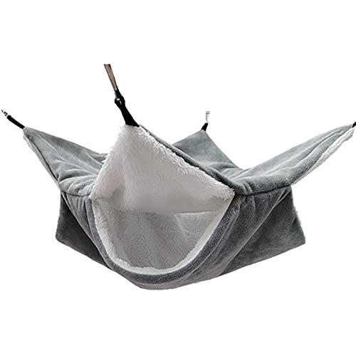 PacuM Meerschweinchen Hängematte Handgenäht 34CM x 34CM Hängematte Heerschweinchen Frei Verstellbar für Ausruhen Zubehör Rutschfestes Design für Kaninchen Meerschweinchen (Grau) von PacuM