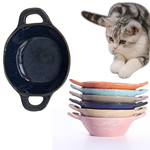 Keramik-Katzennapf, Katzengeschirr für Futter und Wasser, 21,6 cm Hundenäpfe, 200 ml, Keramik-Katzenfutterschale, Schnurrhaar, Müdigkeit, Haustier-Wassernäpfe mit Griff, perfekt für Indoor-Katzen von Padolitlay
