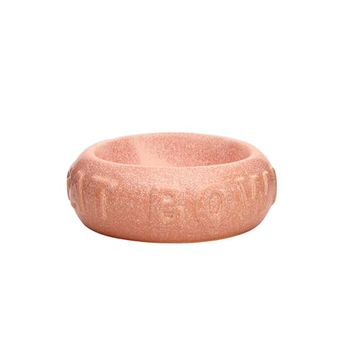 Keramik-Katzennapf für Futter und Wasser, Fettschale Buchstaben-Relief-Design zum Halten von Futter und Wasser, erhöht, kleines Haustiergeschirr, Anti-Rollover, spülmaschinenfest (Rosa, klein) von Padolitlay