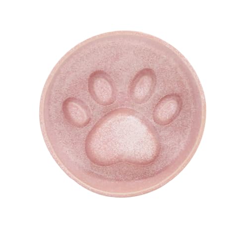 Padolitlay Keramik Slow Feeder Bowl 17.0x14.5cm Erhöhtes Design mit Pfotenmuster für Katzen und kleine Hunde (Rosa) von Padolitlay