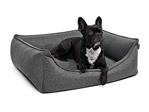 PadsForAll Hundebett Hundekörbchen auch ORTHOPÄDISCH MIT VISCOSCHAUMSTOFF Hundekissen M-XL grau von PadsForAll