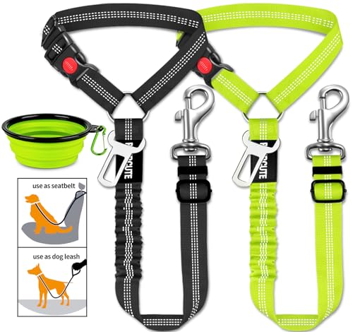 3-teiliges Set Auto-Sicherheitsgurt für Hunde, Kopfstütze, verstellbar, mit elastischem Bungee-Puffer, strapazierfähige Kopfstütze, Haustier-Sicherheitsgurt, Hunde-Sicherheitsgeschirr von Paercute