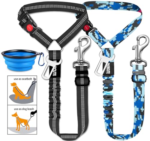 3-teiliges Set Hunde-Sicherheitsgurt einziehbare Hunde-Auto-Sicherheitsgurte verstellbarer Haustier-Sicherheitsgurt für Fahrzeug-Kopfstützen-Fixierung, verstellbar, elastisch, langlebig von Paercute