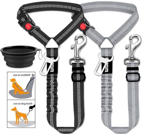 3-teiliges Set Hundesicherheitsgurt, einziehbar, Auto-Sicherheitsgurte, verstellbarer Haustier-Sicherheitsgurt für die Kopfstütze, verstellbar, strapazierfähig, elastisch, langlebig, Autogeschirr für von Paercute