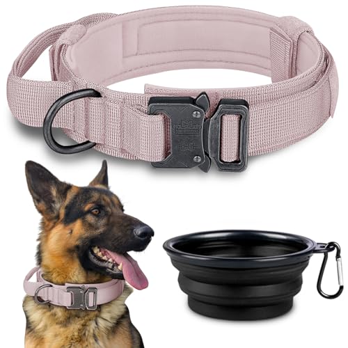 Hundehalsband, taktisches Hundehalsband, verstellbares Militär-Training, Nylon-Hundehalsband mit Kontrollgriff und Schwermetallschnalle für mittelgroße und große Hunde von Paercute
