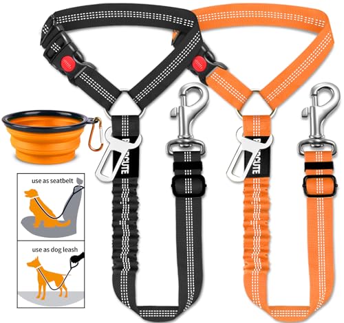 Paercute 3-teiliges Set für Hunde, Auto-Sicherheitsgurt, verstellbare Kopfstütze mit elastischem elastischem Stoßdämpfer, strapazierfähige Kopfstütze, Haustier-Sicherheitsgurt, Geschirr von Paercute