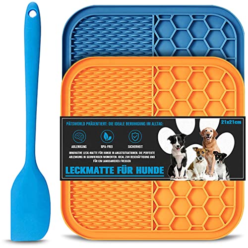 Pätsworld Leckmatte für Hunde - 2X Schleckmatte mit Silikonspachtel - BPA-freies Lick Pad - Slow Feeder mit Saugnäpfen - Praktische Hunde Leck Matte zur Ablenkung und Beruhigung für Hunde Pätsworld Leckmatte für Hunde - 2X Schleckmatte mit Silikonspachtel - BPA-freies Lick Pad - Slow Feeder mit Saugnäpfen - Praktische Hunde Leck Matte zur Ablenkung und Beruhigung für Hunde von Pätsworld