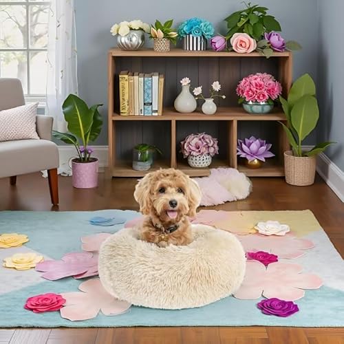Weiches Hundebett für mittelgroße Hunde, Waschbares Hundematte für mittelgroße Hunde, mit langem Flausch und Rutschfester Unterlage, beige, 100×100 cm Weiches Hundebett für mittelgroße Hunde, Waschbares Hundematte für mittelgroße Hunde, mit langem Flausch und Rutschfester Unterlage, beige, 100×100 cm von Pagcrebris