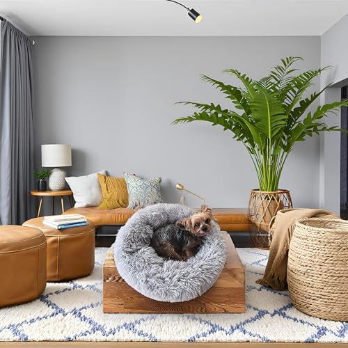 Weiches Hundebett für mittelgroße Hunde, Waschbares Hundematte für mittelgroße Hunde, mit langem Flausch und Rutschfester Unterlage, grau, 100×100 cm Weiches Hundebett für mittelgroße Hunde, Waschbares Hundematte für mittelgroße Hunde, mit langem Flausch und Rutschfester Unterlage, grau, 100×100 cm von Pagcrebris