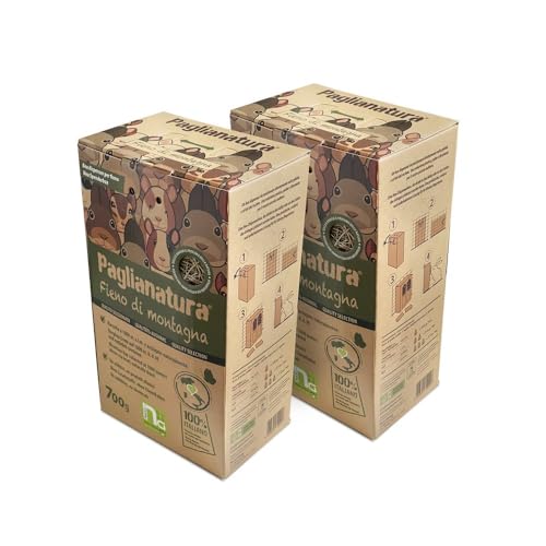 2-teiliges Set — Bergheuspender 600 g | Natürliches Heu für Nagetiere und Kaninchen | Frisch und reich an Ballaststoffen von Paglianatura