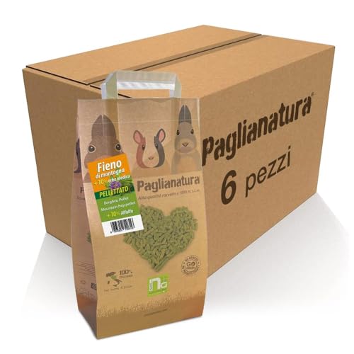 6-teiliges Set — Heupellet 3 kg mit 10% Luzerne — Natürliches und ballaststoffreiches Futter für Kaninchen und Nagetiere, zusätzliche Nährstoffe mit Calcium und Protein 6-teiliges Set — Heupellet 3 kg mit 10% Luzerne — Natürliches und ballaststoffreiches Futter für Kaninchen und Nagetiere, zusätzliche Nährstoffe mit Calcium und Protein von Paglianatura
