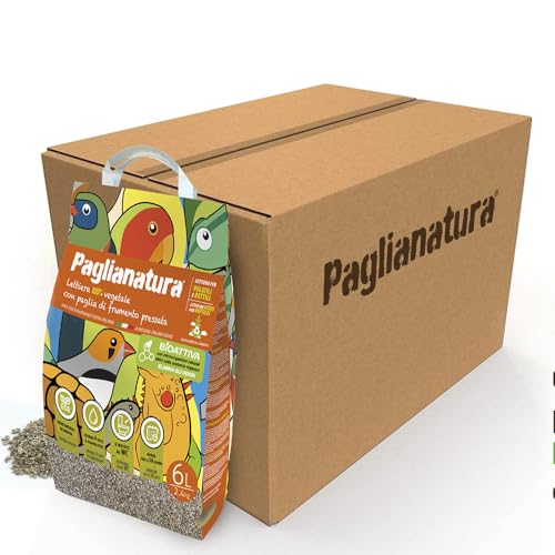 Kit 6 Stück natürliche Bioaktive Katzentoilette für Vögel und Reptilien - 2,4 kg / 6 l saugfähig und geruchshemmend von Paglianatura