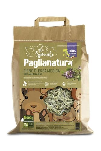 Paglianatura Alfalfa 100% Heu reich an Kalzium und Proteine für Kaninchen und Nager, 600 g von Paglianatura