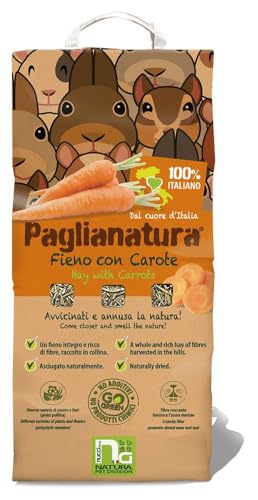 Paglianatura Naturheu mit Karotte 1300 g - Ballaststoff- und geschmacksreiches Futter für Kaninchen, Nager und Kleintiere von Paglianatura