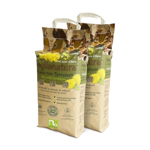 Paglianatura Set 2 Stück Naturheu 1300 g mit Löwenzahn – Futter für Kaninchen und Nager – reich an Ballaststoffen Paglianatura Set 2 Stück Naturheu 1300 g mit Löwenzahn – Futter für Kaninchen und Nager – reich an Ballaststoffen von Paglianatura