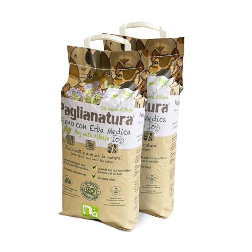 Paglianatura Set mit 2 Beuteln, Heu, 1300 g, mit Alfalfa – Futter für Kaninchen, Nager und Kleintiere – reich an Ballaststoffen, Proteinen und Kalzium Paglianatura Set mit 2 Beuteln, Heu, 1300 g, mit Alfalfa – Futter für Kaninchen, Nager und Kleintiere – reich an Ballaststoffen, Proteinen und Kalzium von Paglianatura