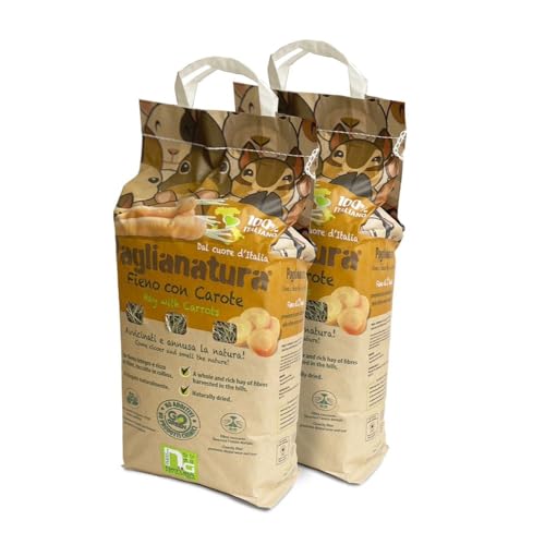 Paglianatura Set mit 2 Säcken Heu Natur 1300 g mit Karotte – Futter für Kaninchen, Nager und Kleintiere – reich an Ballaststoffen Paglianatura Set mit 2 Säcken Heu Natur 1300 g mit Karotte – Futter für Kaninchen, Nager und Kleintiere – reich an Ballaststoffen von Paglianatura
