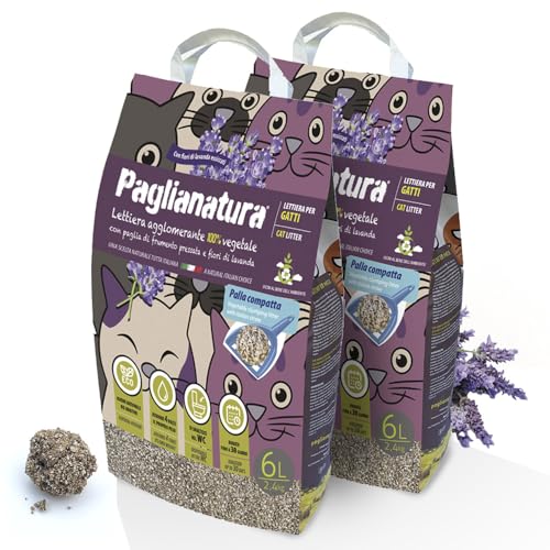 Paglianatura Set mit 2 Stück, Katzenstreu, Lavendel, klumpend, 2,4 kg / 6 l – frischer Lavendelduft, hohe Saugfähigkeit, umweltfreundlich und leicht zu reinigen Paglianatura Set mit 2 Stück, Katzenstreu, Lavendel, klumpend, 2,4 kg / 6 l – frischer Lavendelduft, hohe Saugfähigkeit, umweltfreundlich und leicht zu reinigen von Paglianatura