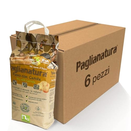 Set mit 6 Beuteln Heu Natur 1300 g mit Karotte – Ballaststoffreiche Nahrung und Vitamin A für Kaninchen, Meerschweinchen und Nager – fördert die Verdauung und gesunde Zähne Set mit 6 Beuteln Heu Natur 1300 g mit Karotte – Ballaststoffreiche Nahrung und Vitamin A für Kaninchen, Meerschweinchen und Nager – fördert die Verdauung und gesunde Zähne von Paglianatura