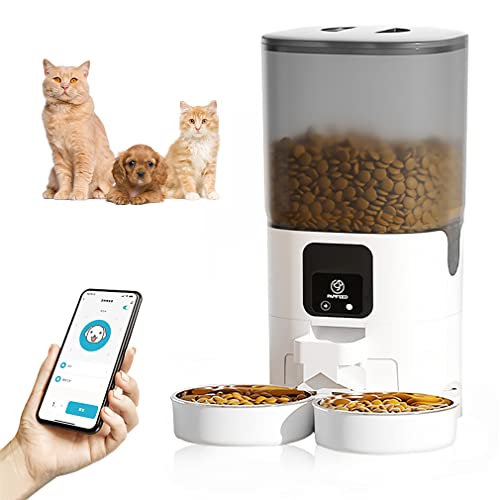 Pahajim Futterautomat Katze 2.4G WiFi APP-Steuerung 3L Katzenfutter Automat Automatischer Futterspender Katze Doppeltes Netzteil 1-12 Mahlzeiten pro Tag Drehverschluss-Deckel von Pahajim