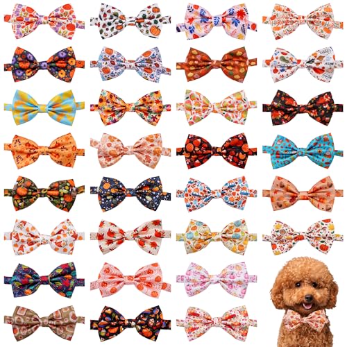 Pai Sence 30 Stück Herbst-Hundefliegen für kleine Hunde, Herbst-Hunde, mit verstellbaren Bändern, Fliegen, XS, Katzen, Welpen, Party, Fellpflege, Größe S von Pai Sence