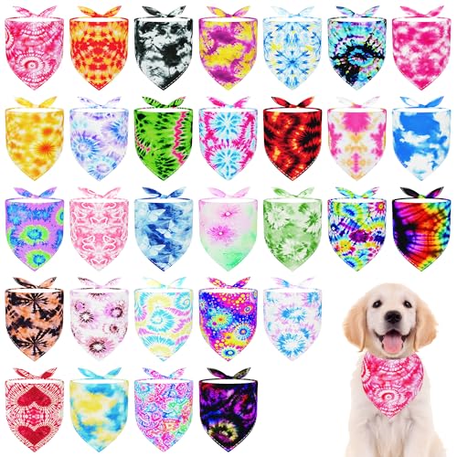 Pai Sence Batik-Hundehalstücher für kleine Hunde, Polyester, mittelgroße Hunde, wendbar, einseitig, groß, Batikschals, Partypflege, Größe M, 30 Stück Pai Sence Batik-Hundehalstücher für kleine Hunde, Polyester, mittelgroße Hunde, wendbar, einseitig, groß, Batikschals, Partypflege, Größe M, 30 Stück von Pai Sence
