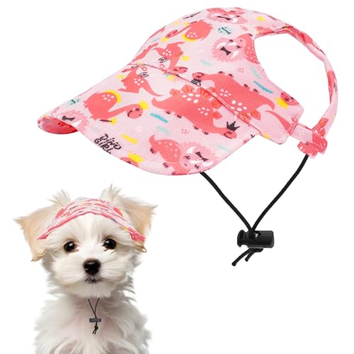 Pai Sence Dinosaurier-Hunde-Baseballkappe, rosa Katze, Sommer, Strandvisier, Mini-Hunde, Sonnenhaube mit Ohrlöchern, Mädchen, Größe XS Pai Sence Dinosaurier-Hunde-Baseballkappe, rosa Katze, Sommer, Strandvisier, Mini-Hunde, Sonnenhaube mit Ohrlöchern, Mädchen, Größe XS von Pai Sence