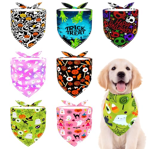 Pai Sence Halloween-Hundehalstücher für mittelgroße Hunde, verstellbare Hundehalstücher für Hunde, Größe 63,5 cm, Hundehalstücher für Katzen und Rassen, Größe M, 7 Stück Pai Sence Halloween-Hundehalstücher für mittelgroße Hunde, verstellbare Hundehalstücher für Hunde, Größe 63,5 cm, Hundehalstücher für Katzen und Rassen, Größe M, 7 Stück von Pai Sence