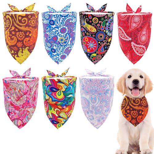Pai Sence Halstücher für kleine Hunde, Paisleymuster, 63,5 cm, Paisleymuster, Hundehalstücher für mittelgroße Hunde, Katzen, große Paisleymuster, Partypflege, Größe M, 7 Stück Pai Sence Halstücher für kleine Hunde, Paisleymuster, 63,5 cm, Paisleymuster, Hundehalstücher für mittelgroße Hunde, Katzen, große Paisleymuster, Partypflege, Größe M, 7 Stück von Pai Sence