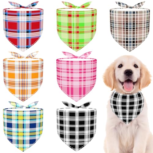 Pai Sence Halstücher für kleine Hunde, kariert, Polyester, für mittelgroße Hunde, Katzen, bedruckt, einseitig, große Schals, Partypflege, Größe M, 7 Stück Pai Sence Halstücher für kleine Hunde, kariert, Polyester, für mittelgroße Hunde, Katzen, bedruckt, einseitig, große Schals, Partypflege, Größe M, 7 Stück von Pai Sence